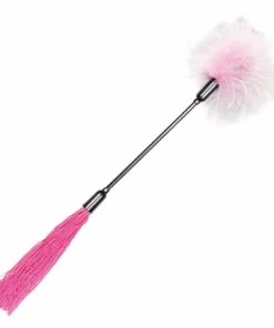 S&M Whip & Tickle Pink & White - akcesorium 2w1: bat i piorko, 40 cm