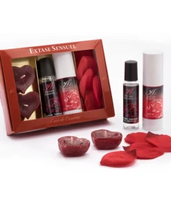Extase Sensuel Coffret Tentation Rouge - Zestaw z olejkiem, lubrykantem i płatkami roż