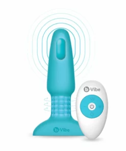 b-Vibe Rimming Plug 2 Teal - zdalnie sterowany system rotacyjny, silikon