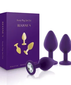 Rianne S Booty Plug Set Purple - Zestaw 3 silikonowych akcesoriow z ozdobą