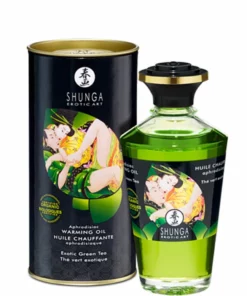 Shunga Aphrodisiac Warming Oil Green Tea 100ml - Rozgrzewający olejek do masażu