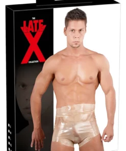 LATEX Bokserki Lateksowe Przezroczyste L z Wysokim Stanem i Falistymi Brzegami