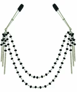 Sportsheets Sincerely Black Klipsy z Cyrkoniami, łańcuszek 41,9 cm