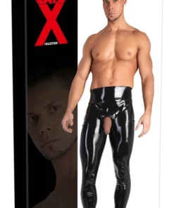 Late X Legginsy Lateksowe Czarny M z Anatomicznym Otworem