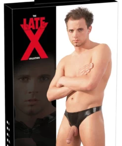 Late X Czarny model S-L - lateksowe majtki z anatomicznym otworem