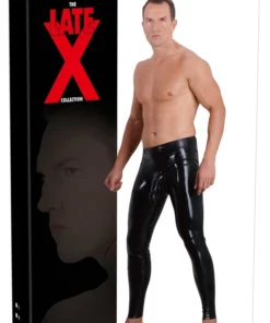 Late X legginsy męskie lateksowe z anatomiczną osłoną czarne XL