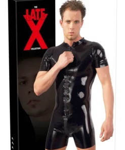 Late X Kombinezon Męski Lateksowy Czarny L, 3-kierunkowy zamek