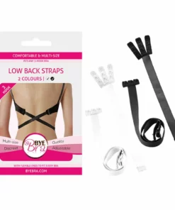 Bye Bra Flexible Low Back Straps 3 haftki czarny/biały regulowane