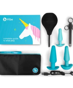 b-Vibe Anal Training & Education Set Blue - Kompletny zestaw edukacyjny, silikon