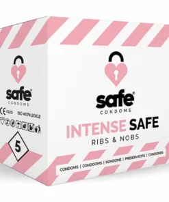 Safe Intense Prezerwatywy z teksturą wypustek 5 szt. lateksowe 52 mm