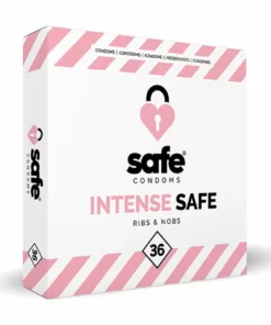 Safe Intense 36szt - prezerwatywy z teksturą wypustek i prążkow, lateksowe
