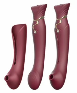 ZALO Queen Set Wine Red - model z funkcją pulsacji i podgrzewania