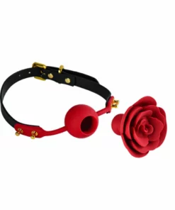 ZALO Rose Ball Gag - luksusowy knebel silikonowy z motywem roży, czarny