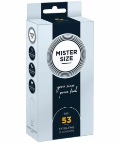 Mister Size Prezerwatywy 53 mm 10 szt. - Dopasowany Rozmiar, Bezpieczna Powierzchnia
