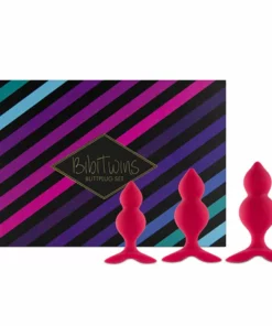 FeelzToys Bibi Twin Pink - Zestaw 3 silikonowych zatyczek, rożne rozmiary
