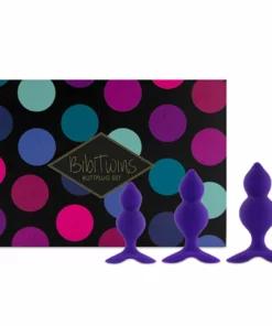 FeelzToys Bibi Twin Purple zestaw 3 zatyczek anatomicznych silikonowych