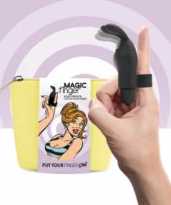 FeelzToys Magic Finger Black - Wibrujący gadżet na palec, silikonowy, czarny