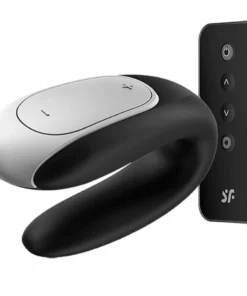 Satisfyer Double Fun Black - urządzenie dla par, pilot, aplikacja, IPX7