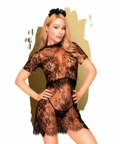 Penthouse Poison Cookie komplet 3-częściowy koronkowy L/XL czarny