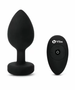 b-Vibe Jewel Plug XXL Black - zdalny system wibracyjny, silikon, USB