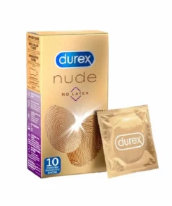 Durex Nude No Latex 10 szt - cienkie, bezlateksowe, szerokość 56 mm