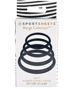 Sportsheets Navy O-Ring 4 Pack - Zestaw gumowych pierścieni niebieskich