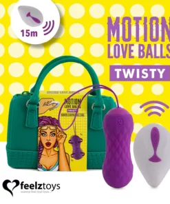 FeelzToys Motion Love Balls Twisty - bezprzewodowe kulki wibrujące, silikonowe, fioletowe