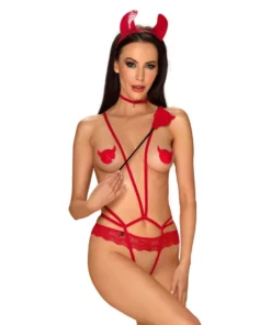 Obsessive Evilia Crop Red - Zestaw akcesoriow do zabaw intymnych