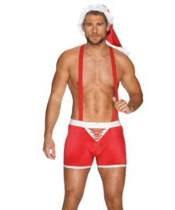 Obsessive Mr Claus Stroj Świąteczny Męski L/XL z Czapką i Szelkami