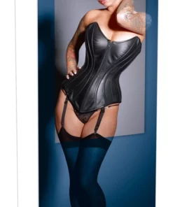 ZADO Gorset Skorzany Nappa Czarny M z Regulowanymi Paskami