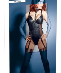 ZADO Body Skorzane Czarny 4 Paski Do Pończoch 2XL Powernet