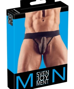 Svenjoyment Jockstrap Męskie Siateczkowe Figi Bez Tyłu Czarne XL