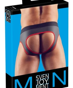 Svenjoyment Jockstrap czarno-czerwony L z zamkiem i otwartym tyłem