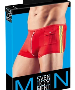 Svenjoyment Bokserki męskie czerwone z odblaskami, suwakiem i kieszeniami 2XL