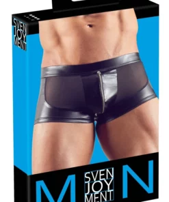 Svenjoyment Bokserki Męskie Czarny Mat Z Siateczką i Zamkiem L