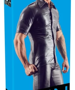 Svenjoyment Koszulka Męska XL Czarna Błyszcząca z Kołnierzykiem