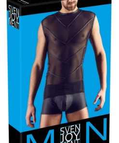 Svenjoyment Top Męski Siateczkowy z Matowymi Wstawkami Czarny S