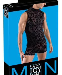 Svenjoyment Top męski siateczkowy z literami czarny XL