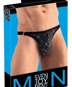 Svenjoyment Stringi Męskie Czarne z Opalizującymi Kryształkami S