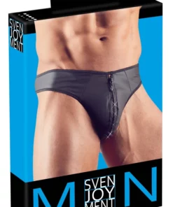 Svenjoyment Stringi Męskie Neopren Look Zamek Błyszczący M