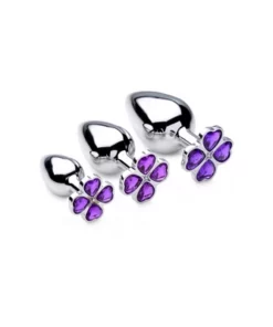 XR Brands Violet Flower zestaw anatomicznych korkow aluminiowych 3 szt.