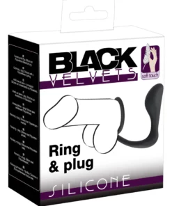 Black Velvets pierścień intymny z aplikatorem prostaty, silikonowy