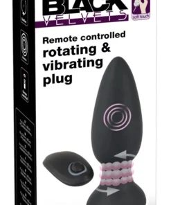 Black Velvets Rotacyjny korek analny z pilotem 14 cm czarny, 7 trybow