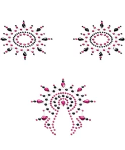 Petits Joujoux Gloria Set biżuteria do ciała Black & Pink kryształki