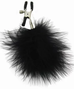 Sportsheets Feathered Nipple Clamps z regulacją i czarnymi piorkami