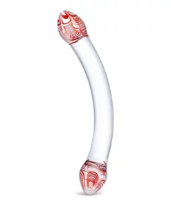 Glas Red Head - szklany model intymny z czerwonym akcentem, 25,5 cm