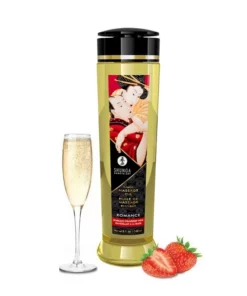 Shunga Massage Oil Romance Strawberries & Champagne 240ml - olejek do masażu