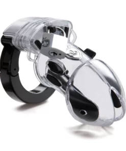 Mystim Pubic Enemy No 1 system kontroli z elektrostymulacją, transparentny