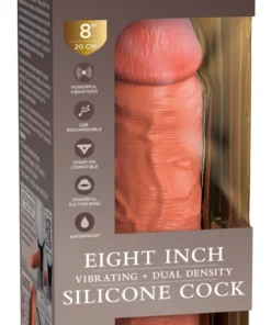 King Cock Elite Wibrator Silikonowy 20 cm z Pilotem i Przyssawką Ciemny