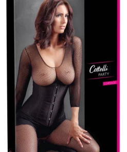 Cottelli Collection Gorset Party Bez Miseczek Czarny, Rozmiar L, Haftki